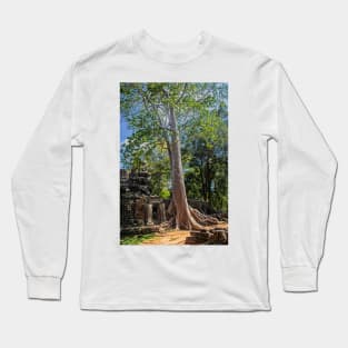 Giant Banyan Tree at Banteay Kdei Long Sleeve T-Shirt